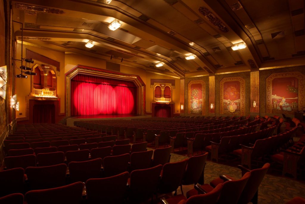 Interior view of curtains in the Paramount Bristol