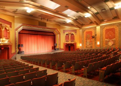 The interior of The Paramount maintains a vibrant Art Deco motif, just as when it was opened as a movie palace in 1930s.
